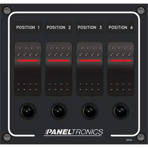 Paneltronics Waterproof Panel - DC 4-Position Illuminated Rocker Switch & Circuit Breaker [9960022B]
