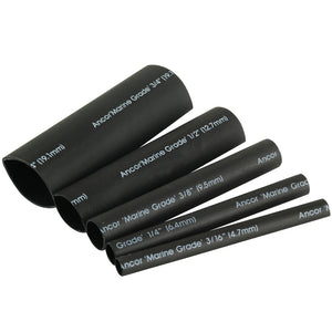Ancor Adhesive Lined Heat Shrink Tubing Kit - 8-Pack, 3", 20 to 2/0 AWG, Black [301503]