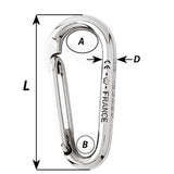 Wichard Symmetric Carbine Hook Without Eye - Length 100mm - 13/32" [2336W]