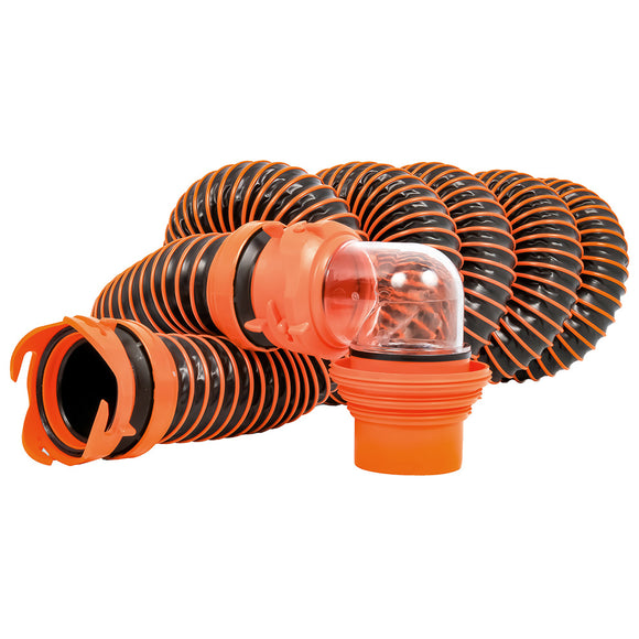 Camco RhinoEXTREME 15 Sewer Hose Kit w/ Swivel Fitting 4 In 1 Elbow Caps [39859]